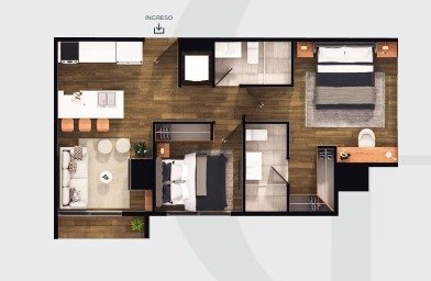 Apartamento de 2 Habitaciones en venta zona 10